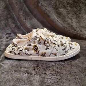 Time and Tru Women's Sunflower Scrunch Back Slip-On Casual Sneakers Size 8